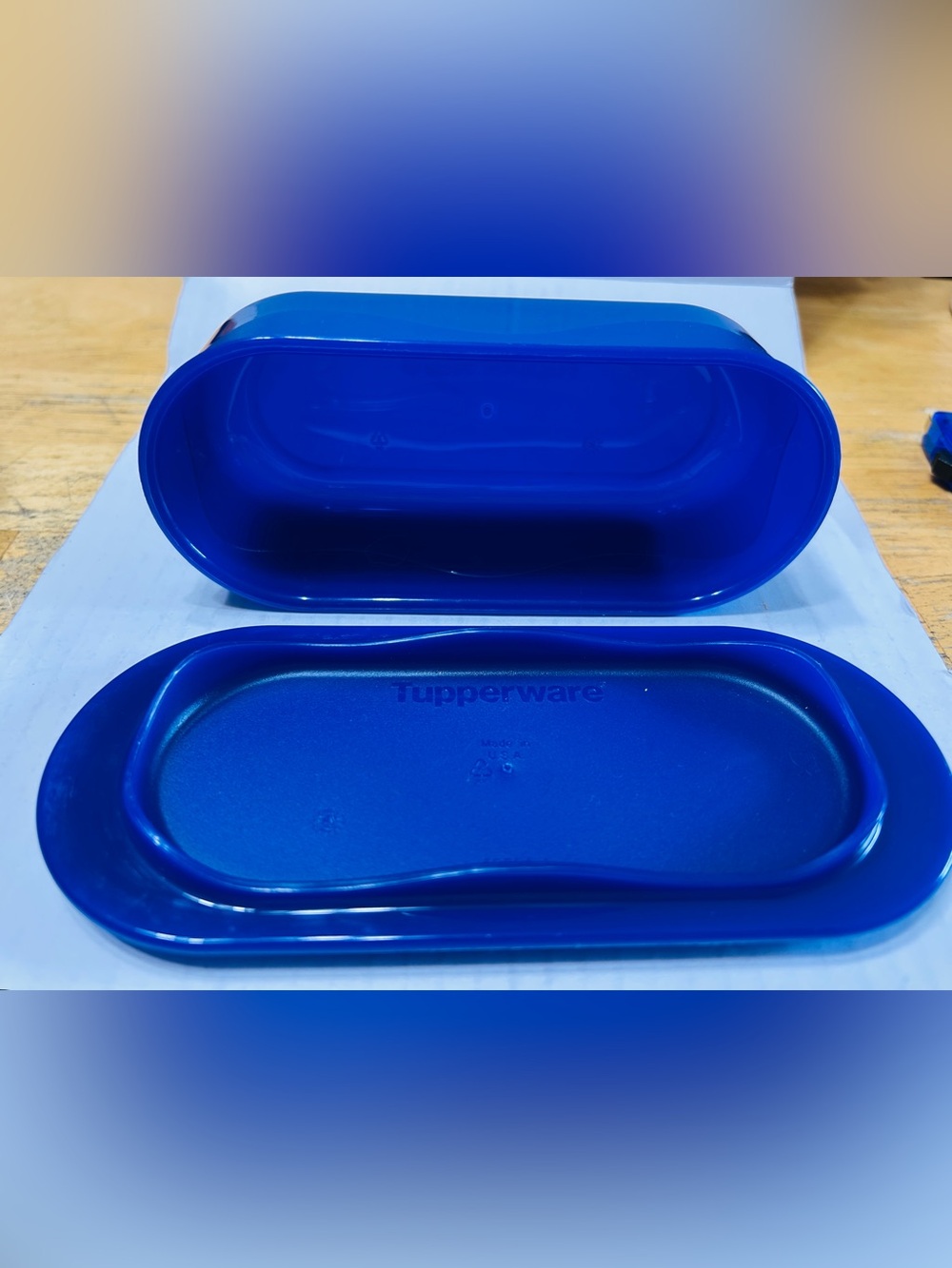 Tupperware impressions butter dish, navy blue, holds 1 stick of butter. NEW. - Picture 5 of 6